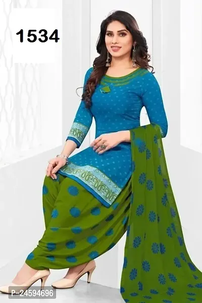 Elegant Multicoloured Crepe  Dress Material with Dupatta For Women