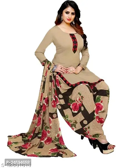 Elegant Multicoloured Crepe  Dress Material with Dupatta For Women-thumb0