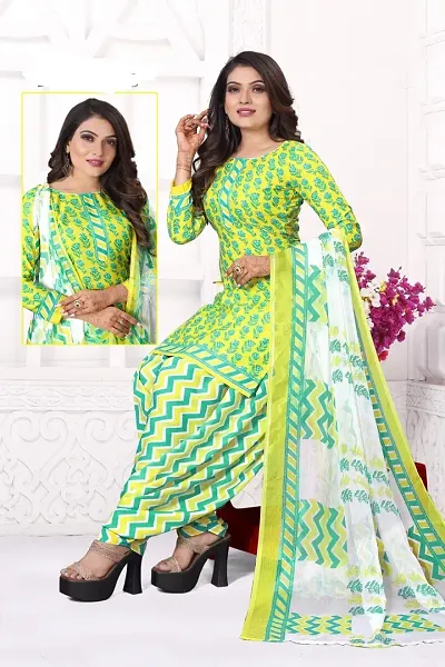 Elegant Crepe Dress Material with Dupatta For Women