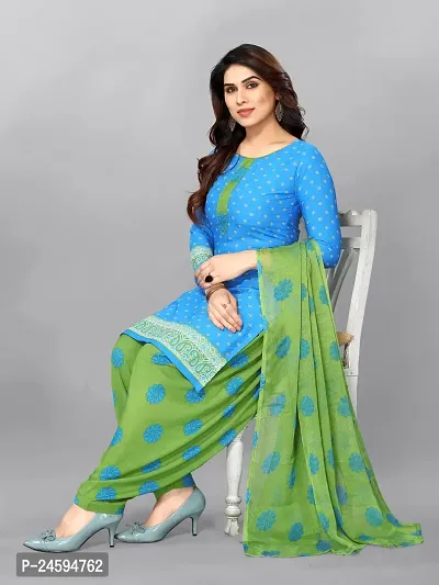 Elegant Multicoloured Crepe  Dress Material with Dupatta For Women-thumb0