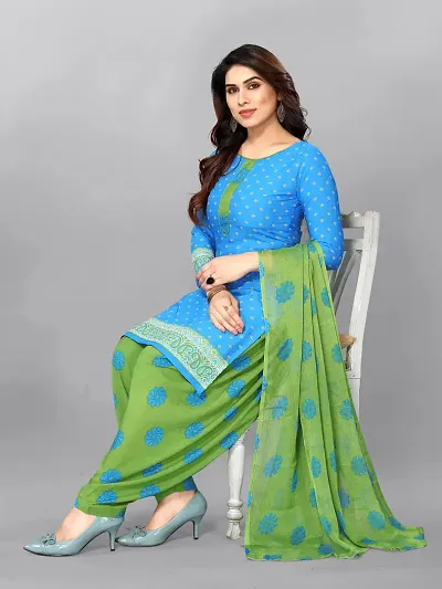 Classic Crepe Dress Material with Dupatta for Women