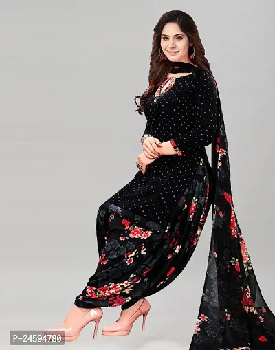 Elegant Multicoloured Crepe  Dress Material with Dupatta For Women-thumb0