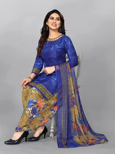 Classic Crepe Dress Material with Dupatta for Women