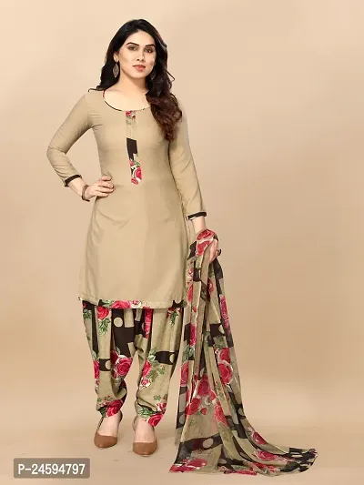 Elegant Multicoloured Crepe  Dress Material with Dupatta For Women-thumb0