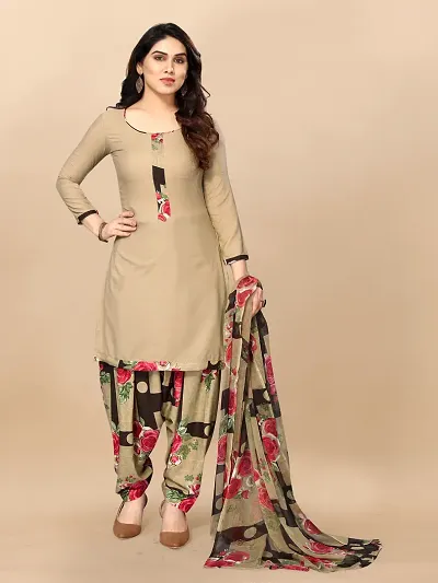 Classic Crepe Dress Material with Dupatta for Women