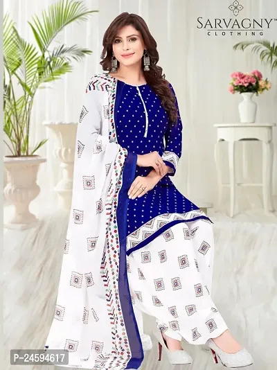 Elegant Multicoloured Crepe  Dress Material with Dupatta For Women