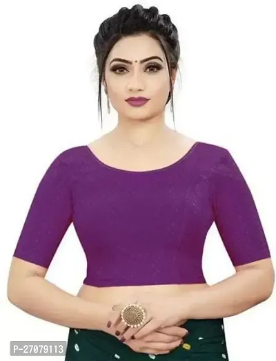 Fancy Lycra Round Neck  Blouse for Women-thumb0