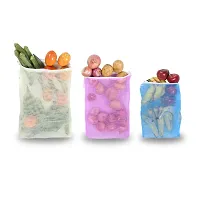 DADDY - G? Multi -Purpose Mesh Storage bags Eco-Friendly, Non-Toxic, Reusable Fridge Storage Bag for Vegetables and Fruits in Multi size with Zipper (4 Small, 4 Medium & 4 Large Size Bag)-thumb1