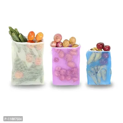 DADDY - G? Multi -Purpose Mesh Storage bags Eco-Friendly, Non-Toxic, Reusable Fridge Storage Bag for Vegetables and Fruits in Multi size with Zipper (4 Small, 4 Medium & 4 Large Size Bag)-thumb2