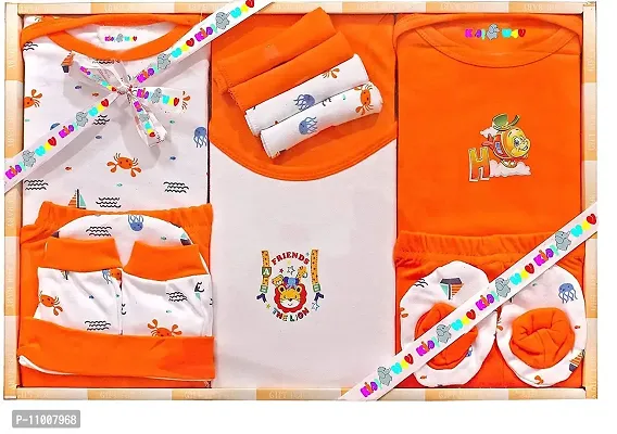 DADDY - G? New Born Unisex Baby's Gift Set -13 Pieces (Orange)