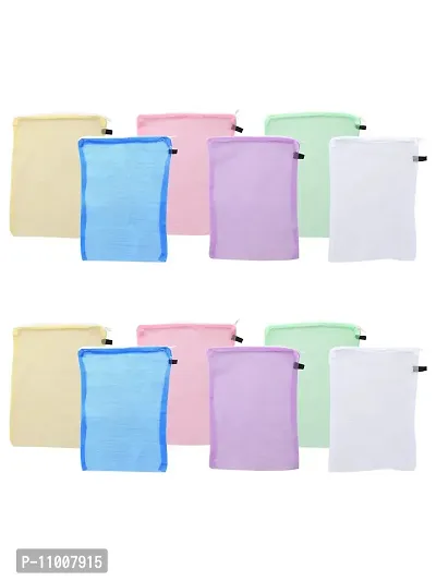 DADDY - G? Multi Colour Eco Friendly Reusable Washable Fridge Storage Bags for Vegetables and Fruits Storage with Zipper (pack of 12 )