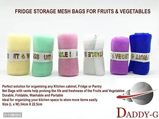 DADDY - G? Multi Colour Eco Friendly Reusable Washable Fridge Storage Bags for Vegetables and Fruits Storage with Zipper (pack of 12 )-thumb2