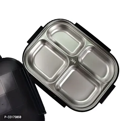 Stainless Steel Lunch Box with 4 Compartments-thumb0