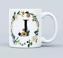 THE KAMY Initial Alphabet Letter with Floral Design Ceramic Coffee Mug, Printed on Both Sides. (350 ML) (J)-thumb1