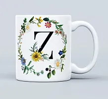 THE KAMY Initial Alphabet Letter with Floral Design Ceramic Coffee Mug, Printed on Both Sides. (350 ML) (Z)-thumb1