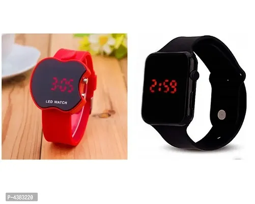 red cut apple And black Square Quality Designer Fashion Wrist Watch Digital Watch - For  KIDS-thumb0