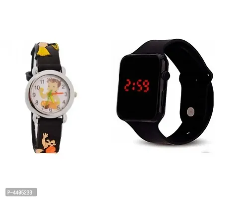 black chota bheem  And black Square Quality Designer Fashion Wrist Watch Digital Watch - For  KIDS