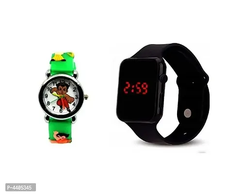 chota bheem green  And black  Square Quality Designer Fashion Wrist Watch Digital Watch - For  KIDS-thumb0