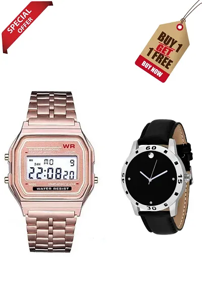 Classy Analog Digital Watches for Couple, Pack of 2