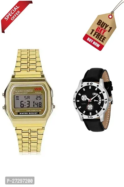 Classy Analog  Digital Watches for Couple, Pack of 2-thumb0