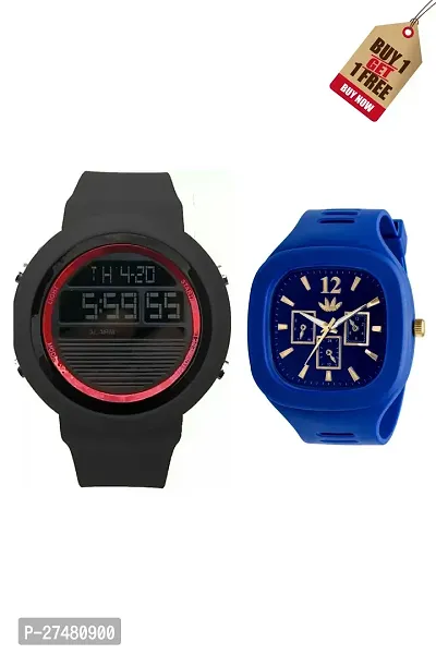 Classy Analog  Digital Watches for Unisex, Pack of 2