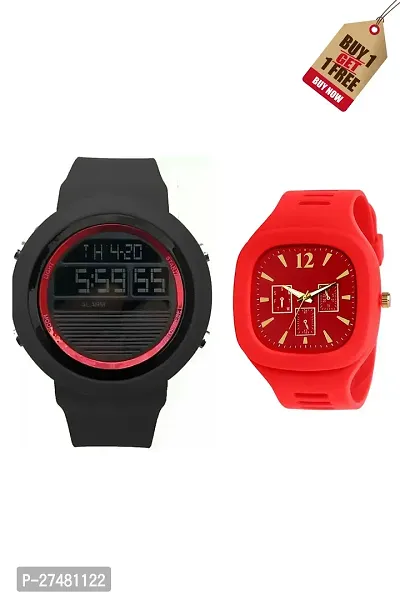 Classy Analog  Digital Watches for Unisex, Pack of 2