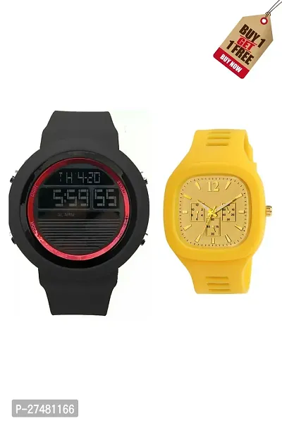 Classy Analog  Digital Watches for Unisex, Pack of 2