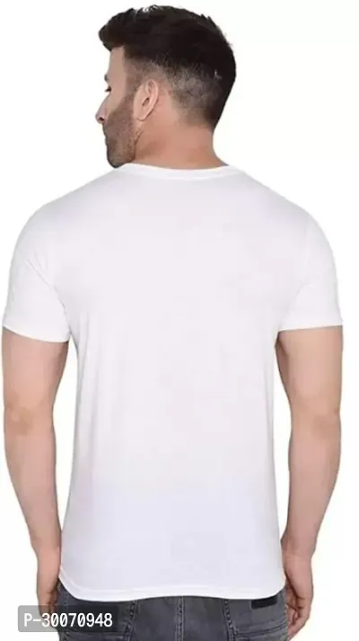 Reliable White Polyester Blend Printed Round Neck T-Shirt For Men-thumb2