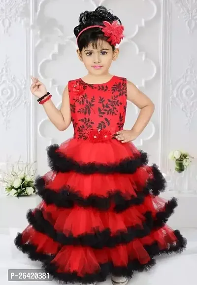 Fabulous Cotton Red  Printed Frock For Girls