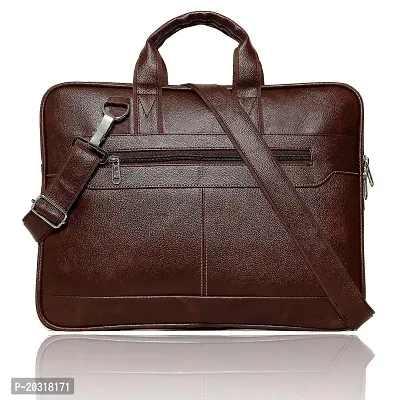 Brifecase Messenger Laptop Leather Bag Brown-thumb0