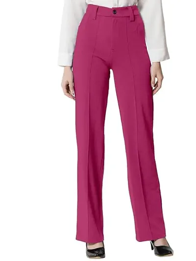 DEVI CREATION Women Blend Solid Trousers (S-26, Rama)