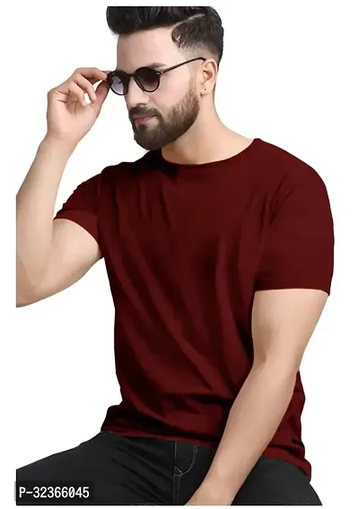 Comfortable Maroon Cotton Tees For Men-thumb0