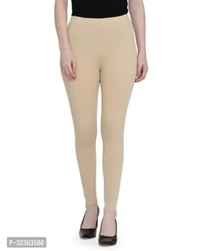 Fabulous Beige Lycra Solid Leggings For Women-thumb0