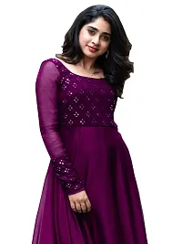 Embroidered Self Design Georgette Stitched Anarkali Gown-thumb1