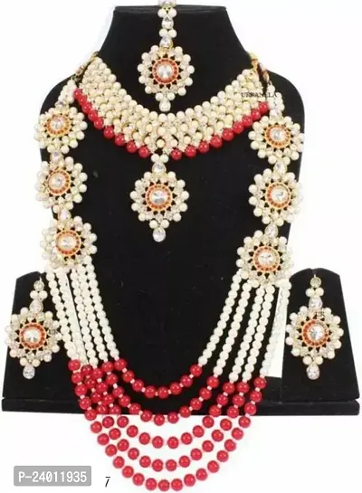 Stylish Red Alloy Beads Jewellery Set For Women-thumb0