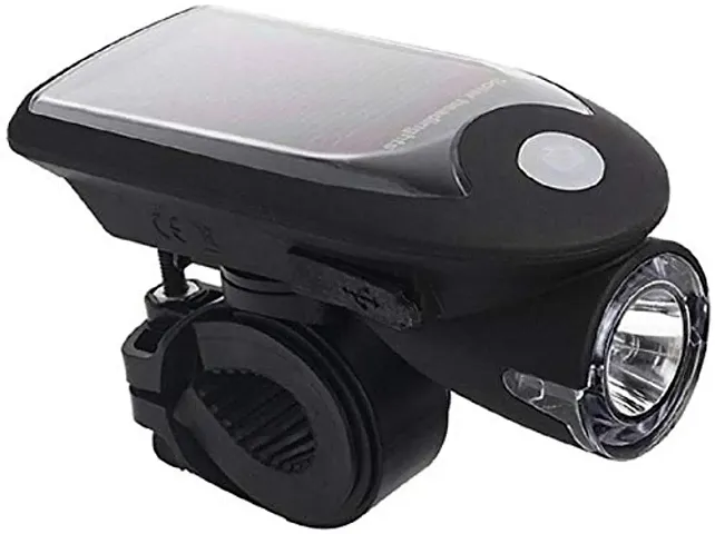 Online Expert Cycle Solar Light LED Rechargeable USB 3 Mode Bicycle Front Light Water Resistant Super Bright