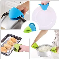 Online Expert Set of 2 Silicone Pinch Grip Mitten Oven Mitt Gripper Grip Kitchen Potholder Utensil Tool, Blue-thumb1