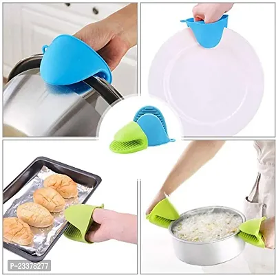 Online Expert Set of 2 Silicone Pinch Grip Mitten Oven Mitt Gripper Grip Kitchen Potholder Utensil Tool, Blue-thumb2