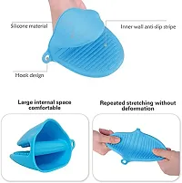 Online Expert Set of 2 Silicone Pinch Grip Mitten Oven Mitt Gripper Grip Kitchen Potholder Utensil Tool, Blue-thumb2