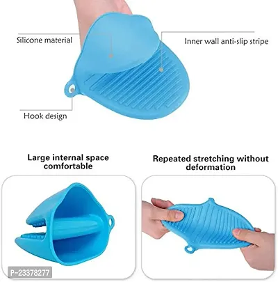 Online Expert Set of 2 Silicone Pinch Grip Mitten Oven Mitt Gripper Grip Kitchen Potholder Utensil Tool, Blue-thumb3