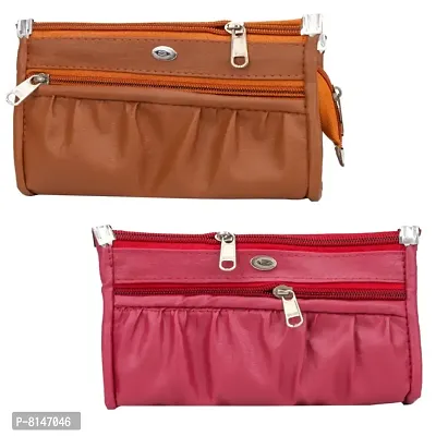 Spacious Tan Maroon Clutch for women and girl-thumb0