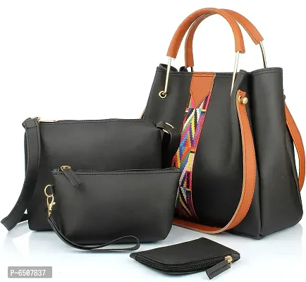 Stylish Black Pu Solid Handbags For Women-thumb1