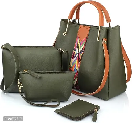Classy Combo of 4 Solid PU Handbags For Women-thumb0