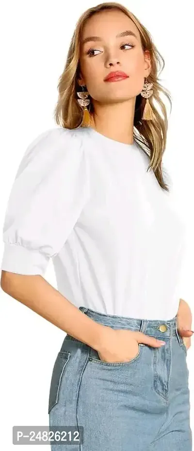 Style  Shine Printed Lycra Top with Half Sleeves for Office Wear, Casual Wear Top-thumb2