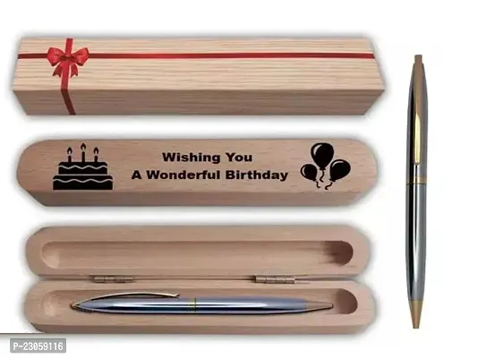 Saint Stainless Steel Gold Trim Ball Pen-thumb0