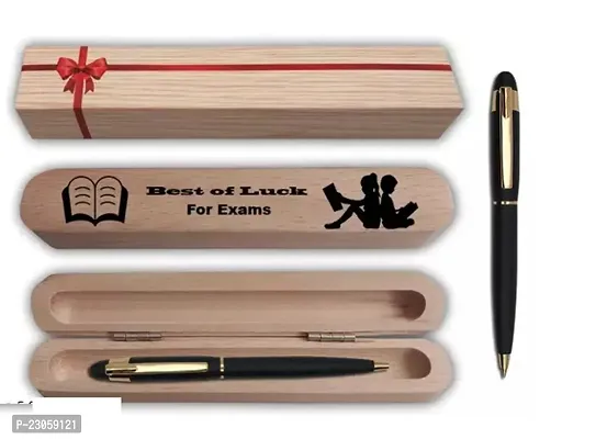 Saint Matte Black Gold Trim Ball Pen with engraving Best of Luck For Exam Gift Box