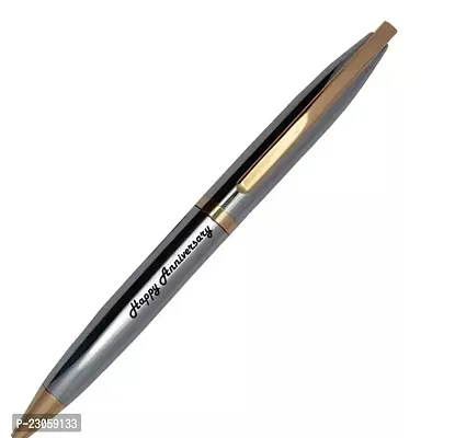 KlowAge Saint Stainless Steel Gold Trim Ball Pen with Engraving Marriage Anniversary and Gift Box