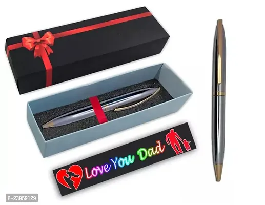 Saint Stainless Steel Gold Trim Ball Pen with Sylist Love You dad Gift Card and Gift Box