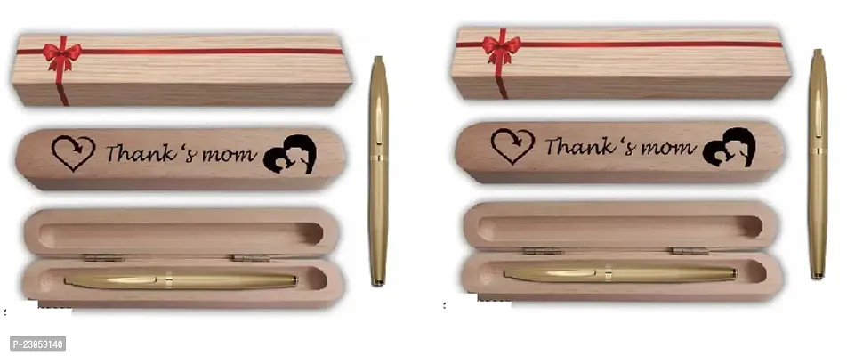 Saint Gold Ball Pen with engraving Thanks Mom Gift Box pack of 2-thumb0