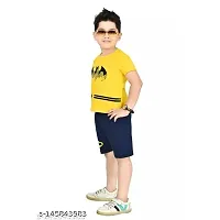 Shan Beauty Boy's Cotton Short Sleeve Batman Logo T-Shirt and Mesh Short Set (Yellow and Black)-thumb2